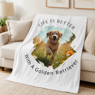 Golden Retriever Foto Leven Is Beter Fleece Deken
