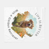 Golden Retriever Foto Leven Is Beter Fleece Deken (Voorkant (Horizontaal))