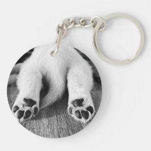 Golden Retriever Foto Sleutelhanger, Zwart en Wit Sleutelhanger
