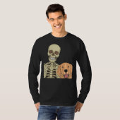 Golden Retriever Friend Scary Skeleton T-shirt (Voorkant volledig)