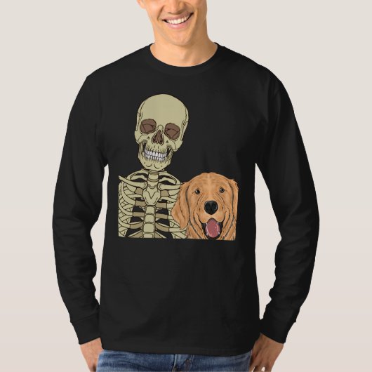Golden Retriever Friend Scary Skeleton T-shirt (Voorkant)