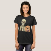 Golden Retriever Friend Scary Skeleton T-shirt (Voorkant volledig)