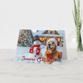 Golden Retriever Frosty Christmas Kaart