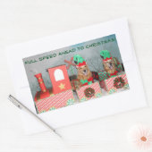 Golden Retriever Full Speed Ahead Kersttrein Rechthoekige Sticker (Envelop)