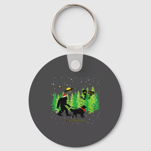 Golden Retriever Funny Bigfoot Christmas Alien Ufo Sleutelhanger (Voorkant)