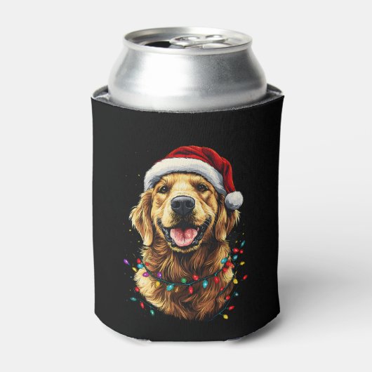 Golden Retriever Funny dog Christmas Santa Hat lig Blikjeskoeler (Blikje Voorkant)