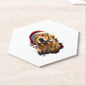 Golden Retriever Funny dog Christmas Santa Hat lig Kartonnen Onderzetters (Schuin)