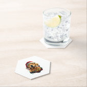 Golden Retriever Funny dog Christmas Santa Hat lig Kartonnen Onderzetters (Insitu)