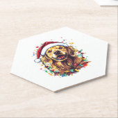Golden Retriever Funny dog Christmas Santa Hat lig Kartonnen Onderzetters (Schuin)