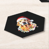 Golden Retriever Funny dog Christmas Santa Hat lig Kartonnen Onderzetters (Schuin)