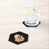 Golden Retriever Funny dog Christmas Santa Hat lig Kartonnen Onderzetters (Insitu)