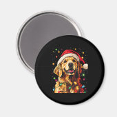 Golden Retriever Funny dog Christmas Santa Hat lig Magneet (Voorkant / Achterkant)