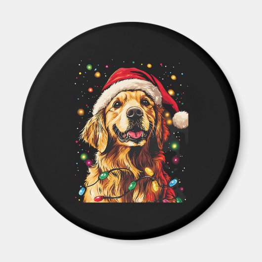 Golden Retriever Funny dog Christmas Santa Hat lig Magneet (Voorkant)