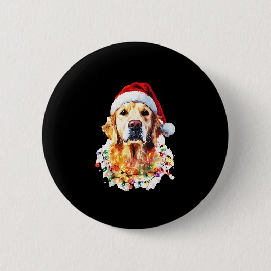 Golden Retriever Funny dog Christmas Santa Hat lig Ronde Button 5,7 Cm (Voorkant)