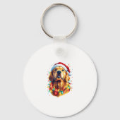 Golden Retriever Funny dog Christmas Santa Hat lig Sleutelhanger (Voorkant)