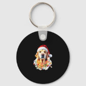 Golden Retriever Funny dog Christmas Santa Hat lig Sleutelhanger (Voorkant)