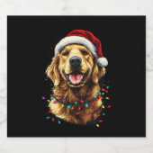 Golden Retriever Funny dog Christmas Santa Hat lig Sparkling Wijnetiket (Enkel label)