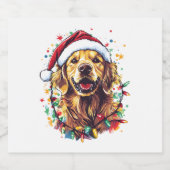 Golden Retriever Funny dog Christmas Santa Hat lig Sparkling Wijnetiket (Enkel label)