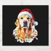 Golden Retriever Funny dog Christmas Santa Hat lig Sparkling Wijnetiket (Enkel label)