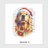 Golden Retriever Funny dog Christmas Santa Hat lig Sticker (Vel)