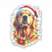Golden Retriever Funny dog Christmas Santa Hat lig Sticker (Voorkant)