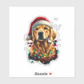 Golden Retriever Funny dog Christmas Santa Hat lig Sticker (Vel)