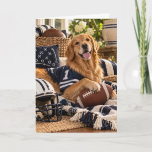 Golden Retriever Game Day Voetbalkaart Kaart
