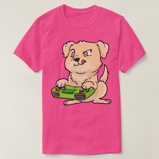 Golden Retriever Gamepad Kawaii T-shirt (Design voorkant)