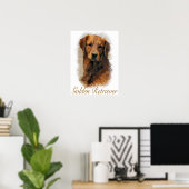 Golden Retriever geeft Art Print (Thuiskantoor)