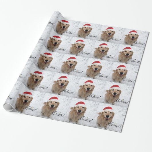 Golden Retriever gelooft kerst Cadeaupapier (Uitgerold)