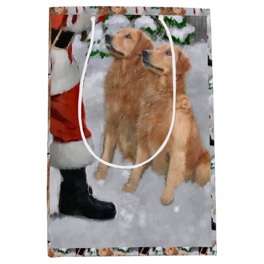 Golden Retriever gelooft kerst Medium Cadeauzakje (Voorkant)