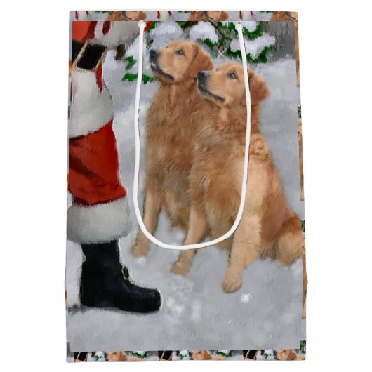 Golden Retriever gelooft kerst Medium Cadeauzakje (Achterkant)