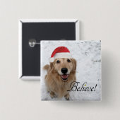 Golden Retriever gelooft kerst Vierkante Button 5,1 Cm (Voorkant /achterkant)