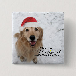 Golden Retriever gelooft kerst Vierkante Button 5,1 Cm