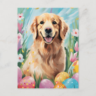 Golden Retriever Gelukkig Pasen Briefkaart