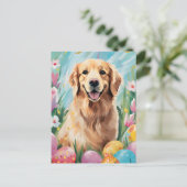 Golden Retriever Gelukkig Pasen Briefkaart (Staand voorkant)