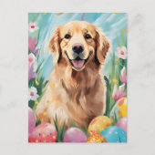 Golden Retriever Gelukkig Pasen Briefkaart (Voorkant)