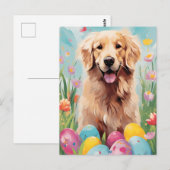 Golden Retriever Gelukkig Pasen Briefkaart (Voorkant / Achterkant)