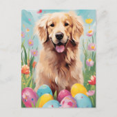 Golden Retriever Gelukkig Pasen Briefkaart (Voorkant)