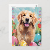 Golden Retriever Gelukkig Pasen Briefkaart (Voorkant / Achterkant)