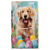 Golden Retriever Gelukkig Pasen Klein Cadeauzakje (Achterkant)