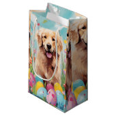 Golden Retriever Gelukkig Pasen Klein Cadeauzakje (Voorkant Gekanteld)