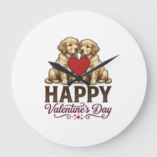 Golden Retriever Gelukkige Valentijnsdag Grote Klok