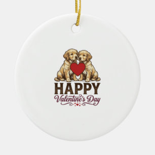 Golden Retriever Gelukkige Valentijnsdag Keramisch Ornament