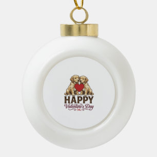 Golden Retriever Gelukkige Valentijnsdag Keramische Bal Ornament