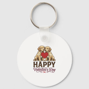Golden Retriever Gelukkige Valentijnsdag Sleutelhanger