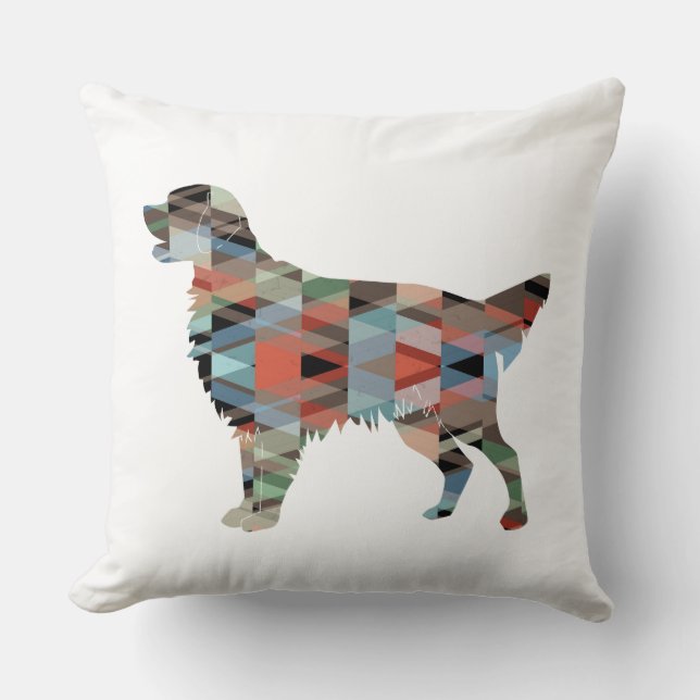 Golden Retriever Geometric Pattern Silhouette Kussen (Voorkant)