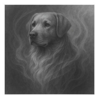 Golden Retriever GeoRealism Portrait – Calm and Lo Foto Afdruk