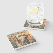 Golden Retriever gepersonaliseerd Stenen Onderzetter (Zijkant)