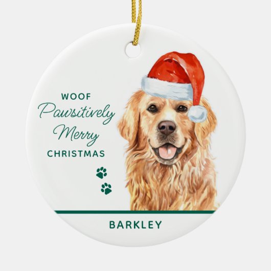 Golden Retriever Gepersonaliseerde Hond Vrolijk Ke Keramisch Ornament (Voorkant)